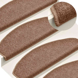 Tapetes de escada 15 peças 65x24x4 cm marrom semicircular grande
