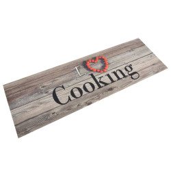 Tapete de cozinha lavável 60x180 cm veludo padrão cooking cinza