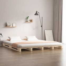 Cama de paletes pequena de casal 120x190cm madeira pinho maciça