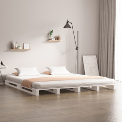 Cama de paletes de casal 135x190 cm pinho maciço branco