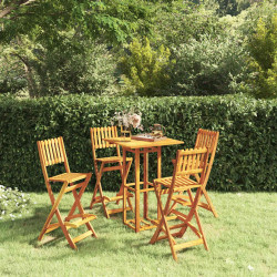 5 Pcs conjunto de bar para exterior madeira de acácia maciça