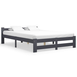 Estrutura de cama 160x200 cm pinho maciço cinzento-escuro