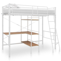 Beliche com secretária 90x200 cm metal branco