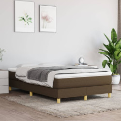 Cama com molas/colchão 120x200 cm tecido castanho-escuro