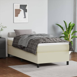 Cama com molas/colchão 80x200 cm couro artificial cor creme