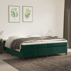 Cama com molas/colchão 200x200 cm veludo verde-escuro