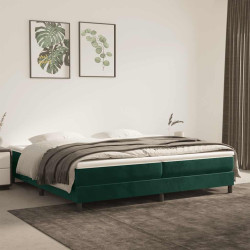 Cama com molas/colchão 200x200 cm veludo verde-escuro