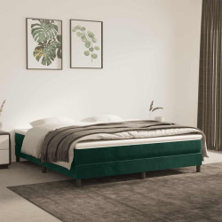 Cama com molas/colchão 160x200 cm veludo verde-escuro