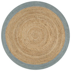 Tapete artesanal em juta com rebordo verde azeitona 90 cm