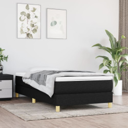 Estrutura de cama com molas 100x200 cm tecido preto