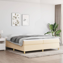 Estrutura de cama com molas 200x200 cm tecido cor creme