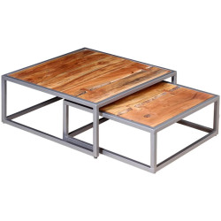 Conjunto de mesas de centro 2 pcs madeira de acácia maciça