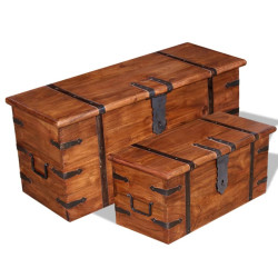 Conjunto de arcas de arrumação 2 pcs madeira maciça