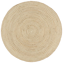 Tapete artesanal em juta com design em espiral branco 150 cm