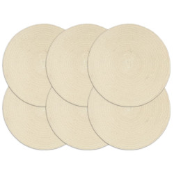 Individuais de mesa 6 pcs em algodão liso 38 cm redondo natural