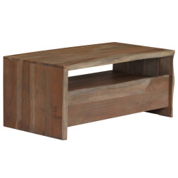 Mesa de centro acácia maciça arestas vivas 90x50x40 cm cinzento