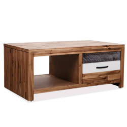 Mesa de centro em madeira de acácia maciça 90x50x37,5 cm