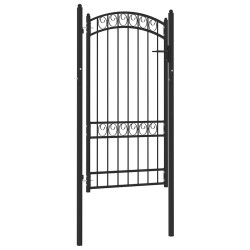 Portão de cerca emmen com topo arqueado, aço, 100x123,5 cm, preto