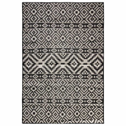 Tapete de tecido plano para exterior 160x230 cm riscas pretas