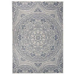 Tapete de tecido plano para exterior 120x170 cm padrão azul