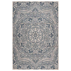 Tapete de tecido plano para exterior 160x230 cm padrão azul