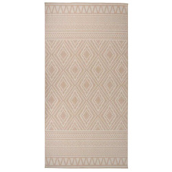 Tapete de tecido plano p/ exterior 100x200 cm riscas castanhas