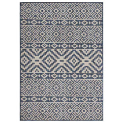 Tapete de tecido plano para exterior 160x230 cm riscas azuis