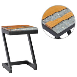 Mesa de centro 30x30x50 cm madeira de teca maciça e poliresina