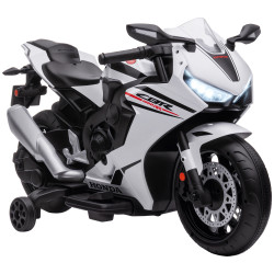 Mota elétrica com licença honda para crianças de 3-5 anos mota a bateria 6v com farol buzina música 90x44x52cm branco
