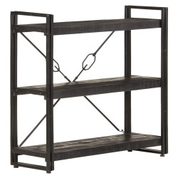 Estante com 3 prateleiras 90x30x80 cm mangueira maciça preto