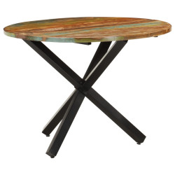 Mesa de jantar redonda 100x100x75 cm madeira recuperada maciça