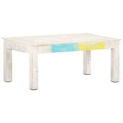 Mesa de centro 110x60x45cm madeira de mangueira maciça branco