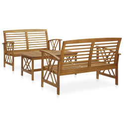 3 Pcs conjunto lounge de jardim madeira de acácia maciça