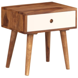 Mesa de cabeceira em madeira de acácia maciça 45x30x45 cm