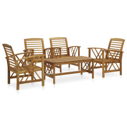 5 Pcs conjunto lounge de jardim madeira de acácia maciça