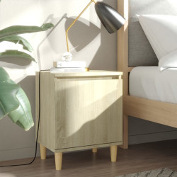 Mesas cabeceira pernas madeira 2pcs 40x30x50cm carvalho sonoma