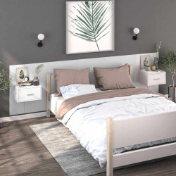 Mesas de cabeceira montagem na parede 2 pcs branco
