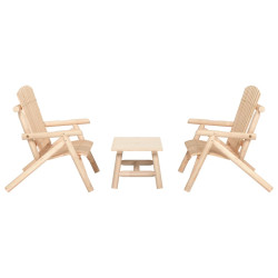3 Pcs conjunto lounge de jardim madeira de abeto maciça