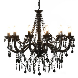 Lustre com contas lâmpadas 12 x e14 preto