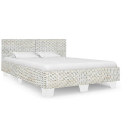 Estrutura de cama 160x200 cm vime genuíno cinzento