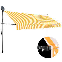 Toldo retrátil manual com LED 350 cm branco e laranja