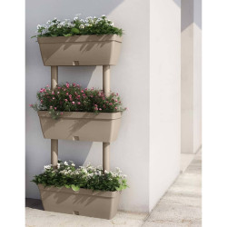 Floreiras de jardim 6 pcs 100 cm cinzento-acastanhado
