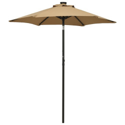 Guarda-sol jardim c/ leds 200x211 cm alumínio cinza-acastanhado