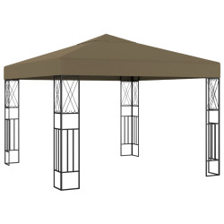 Gazebo 3x3 m tecido cinzento-acastanhado
