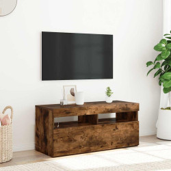 Móvel de TV com luzes LED 90x35x40 cm carvalho fumado