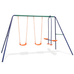 Conjunto de baloiços com 4 lugares laranja