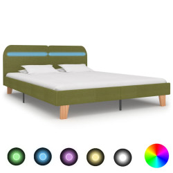Estrutura de cama com LED em tecido 160x200 cm verde