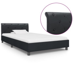 Estrutura de cama 100x200 cm couro artificial preto