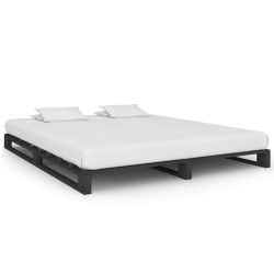 Estrutura de cama em paletes pinho maciço 180x200 cm cinzento