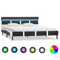 Estrutura de cama c/ LED 120x200 cm couro artificial cinzento
